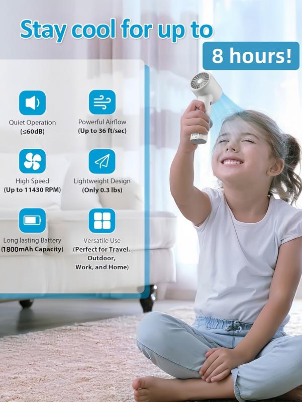 LMMAKE Handheld Portable Fan 120 Infinite Speeds USB Rechargeable with Digital Display Precision Airflow Control for Travel Office Desks Camping & Home Use Multiple Colors