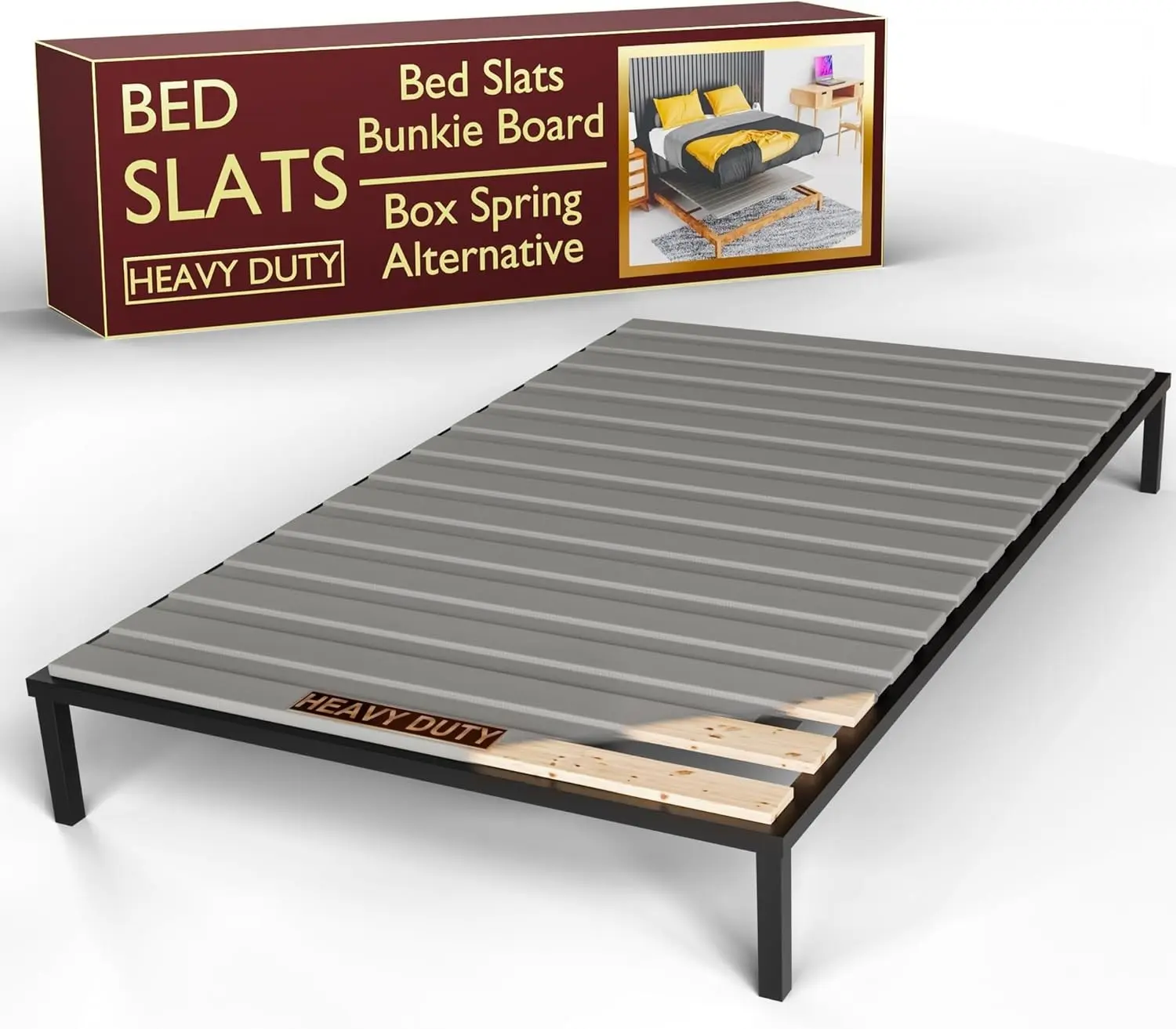 Wooden Twin Bed Slats for Support Under Mattress with Cover – Replacement Wood Slats for Twin Size Bed Frame – Under Mattress Support Without Extra Height – 3.38-Inch Standard Width