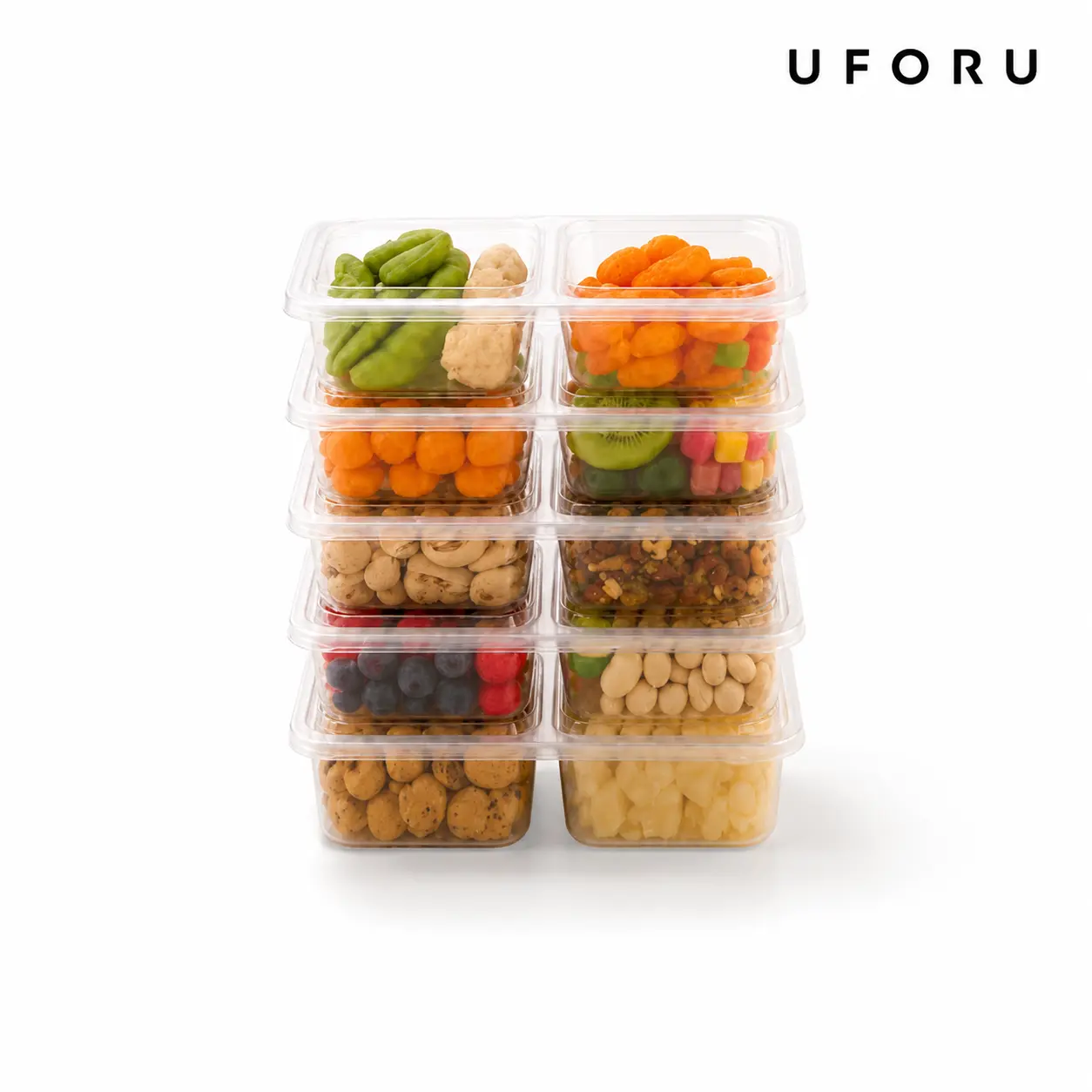 UFORU 10/20 Pack 2-Compartment Snack Containers with Lids, BPA-Free Leakproof Kitchen Utensils, Microwave & Freezer Safe Meal Prep Boxes for Packing Lunch for My Kid & Meal Planning