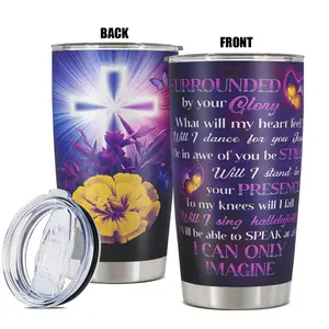 Flower Pattern Tumbler with Lid,  1 Count 20oz Stainless Steel Insulated and Durable Water Bottle, Birthday Gift for Friend