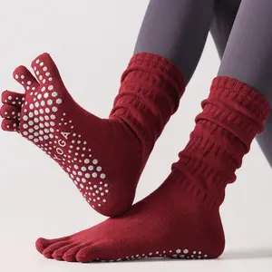 Stacked yoga socks five-finger stockings professional non-slip and thin Pilates micro-pressure sports fitness calf socks