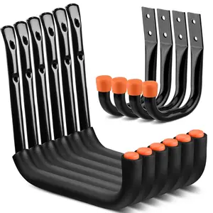 HORUSDY 10-Pack Garage Hooks, Utility Hooks, 9" & 6” Garage Hooks Heavy Duty Wall Hooks for Bikes, Kayak and Hanging Ladders Organiser Set Installation Metal Hangable Hangers
