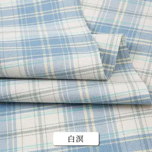 Japanese Plaid Fabric By Meters for Suits Dresses Clothing Sewing Summer Polyester Cloth Needlework Smooth Breathable Green Blue