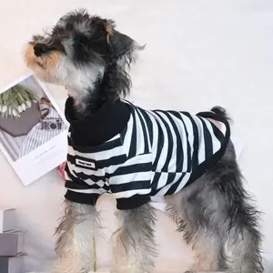 Dog Clothes Outfits Snowy Teddy Small Dog Striped High Neck Inner Layer Elastic Breathable Thin Pet Autumn Winter Two-Legged Dog Clothing