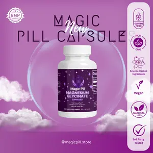 Magic Pill Magnesium Glycinate Capsules for Relaxation and Muscle Support - Vegan Capsules for Sleep Quality and Muscle Health - Healthcare, Fitness
