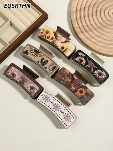 6pc western wind hair grip clip combination-plateau cow and flower design, suitable for festival celebration and daily modeling, women's fashion hairdressing choice