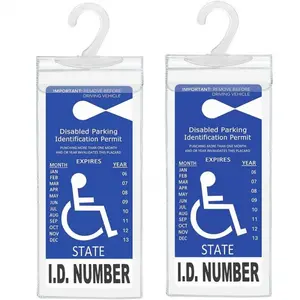 Handicap Parking Placard Holder, Ultra Transparent Disabled Permit Protective Cover with Large Hanger by (Set of 2)