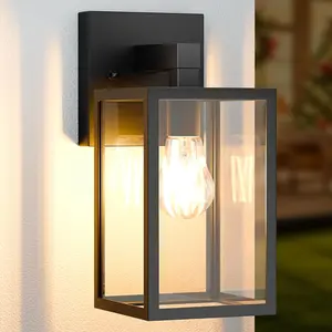 Outdoor Wall Lantern Waterproof Exterior Wall Sconce Light Fixture Black Front Door Lamp Anti-Rust E26 Socket Porch Lighting