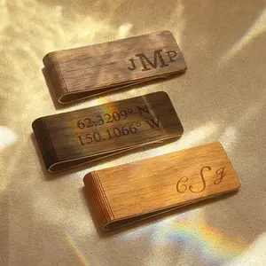 Real Wood Money Clip, Custom Engraved, Monogram, or Handwriting