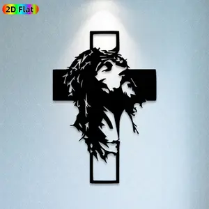 1pc Jesus Cross Metal Wall Art, Jesus Cross Statue, Gift for Easter, Christian Faith Enthusiasts, Stylish Religious Decor, Religious Supplies, Rust-Resistant Metal Wall Decor Sculptures, Perfect for Home Wall & Garden Fence, Religious Home Decor