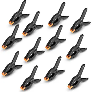 Spring Clamps 12 Pack, 3.5 inch Spring Clips for Crafts & Professional Backdrop Clips, Heavy Duty Plastic Clamps for Woodworking