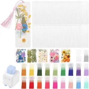 326 count Pressed Flower Bookmark Making Kit, Includes 125 Dried , 100 count 12 Mils Bookmarks Laminating Pouches, 100 Tassle and 1 Puncher, DIY Bookmark Kit for Book Lovers(1.96 x 5.9'')