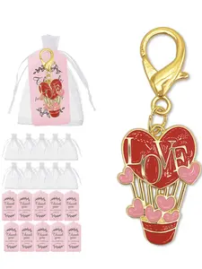 Valentine's Day Heart Rose Love Pendant Keychain Set, Women's Accessories, Holiday Party Gift, Card & Bag Included