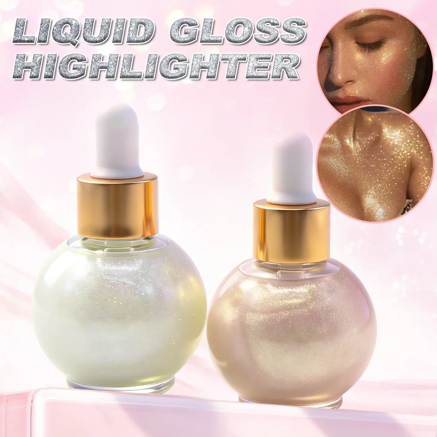 PAPOIYA Body Shimmer Highlighter, Long Lasting Glowing Body Luminizer Glow For Body , Liquid Illuminator Highlighter Makeup for Party, Festival, Cosmetic Product for Women & Girls