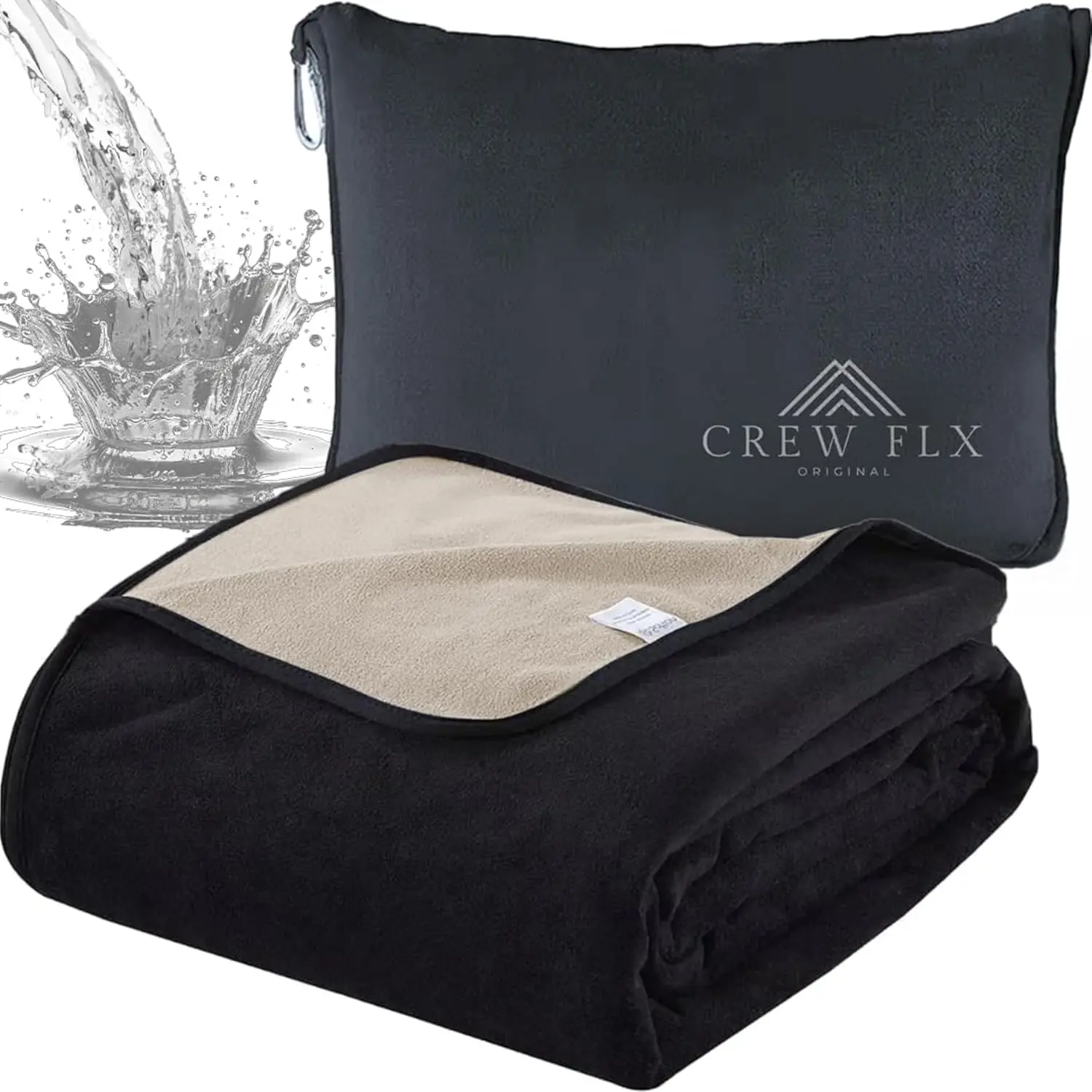 Crew Flx Waterproof Blanket for Bed - Lightweight Double Fleece Couples Blanket with Extra Softness Noiseless Feature 80"x60" Black Dark Gray - Ultimate Comfort and Protection
