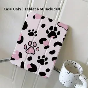 Pink paw cat paw pattern, with adjustable stand and pen slot, foldable anti slip TPU protective cover, suitable for Samsung, iPad mini, iPad Air, iPad Pro/iPad 10th generation, 11th generation and other series of iPad protective covers