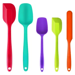 Spatulas Silicone Heat Resistant  Food Grade Rubber Spatula Set For Cooking Baking Stirring 446°f Nonstick Cookware Dishwasher Safe Bpa Free Multicolor Of 5