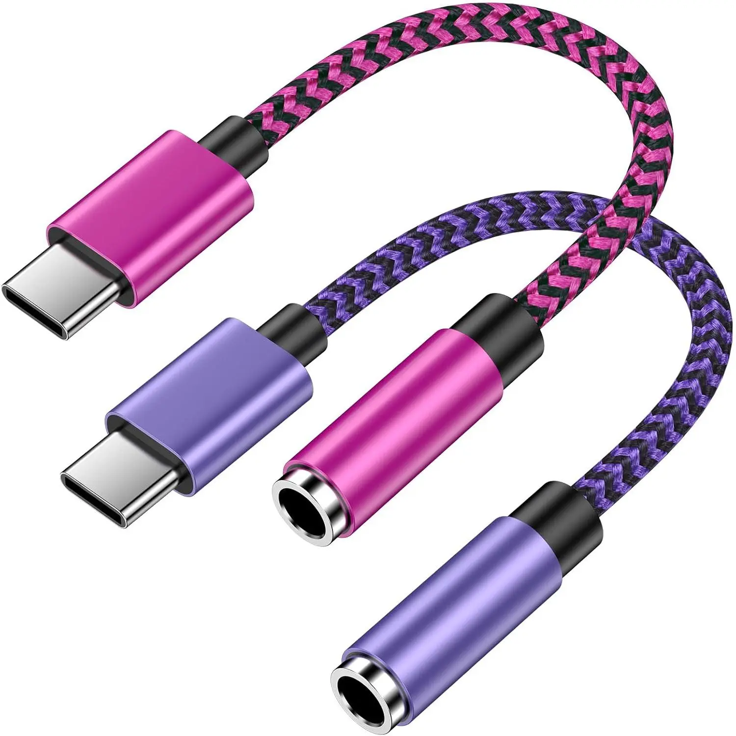[2-Pack] USB C to 3.5mm Headphone Adapter for  17 Pro Max/17e/17 Air/16 Pro/15 Plus, iPad Pro/Air, Type C to Aux Audio Dongle Cord for  Stereo & Earbuds, Hi-Res Sound Converter - Mic Support