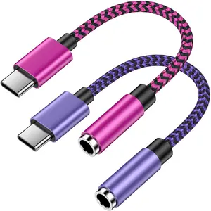 [2-Pack] USB C to 3.5mm Headphone Adapter for  17 Pro Max/17e/17 Air/16 Pro/15 Plus, iPad Pro/Air, Type C to Aux Audio Dongle Cord for  Stereo & Earbuds, Hi-Res Sound Converter - Mic Support
