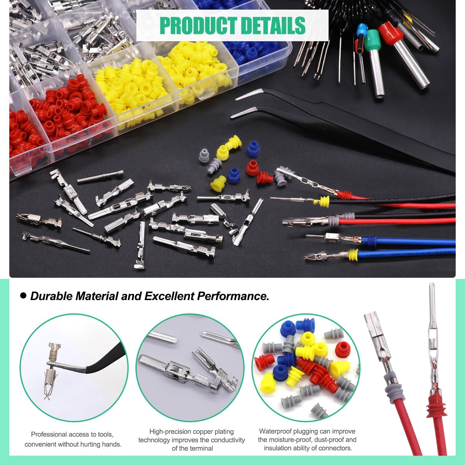 720pcs Car Electrical Wire Terminal Pins Connector Kit 21Type 1/1.5/1.8/2.2/2.8/3.5mm