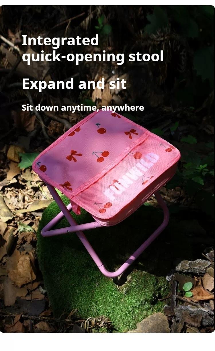 Outdoor Camping Chair Foldable Pencil Case Stool Portable Handbag Student Stool Queue Helper for Camping Studying Golden Triangle Structure Stable Design