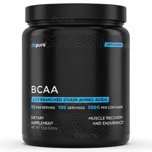 dxpure BCAA Powder 500g - 2:1:1 Ratio Branched Chain Amino Acids - 100 Servings - Unflavored