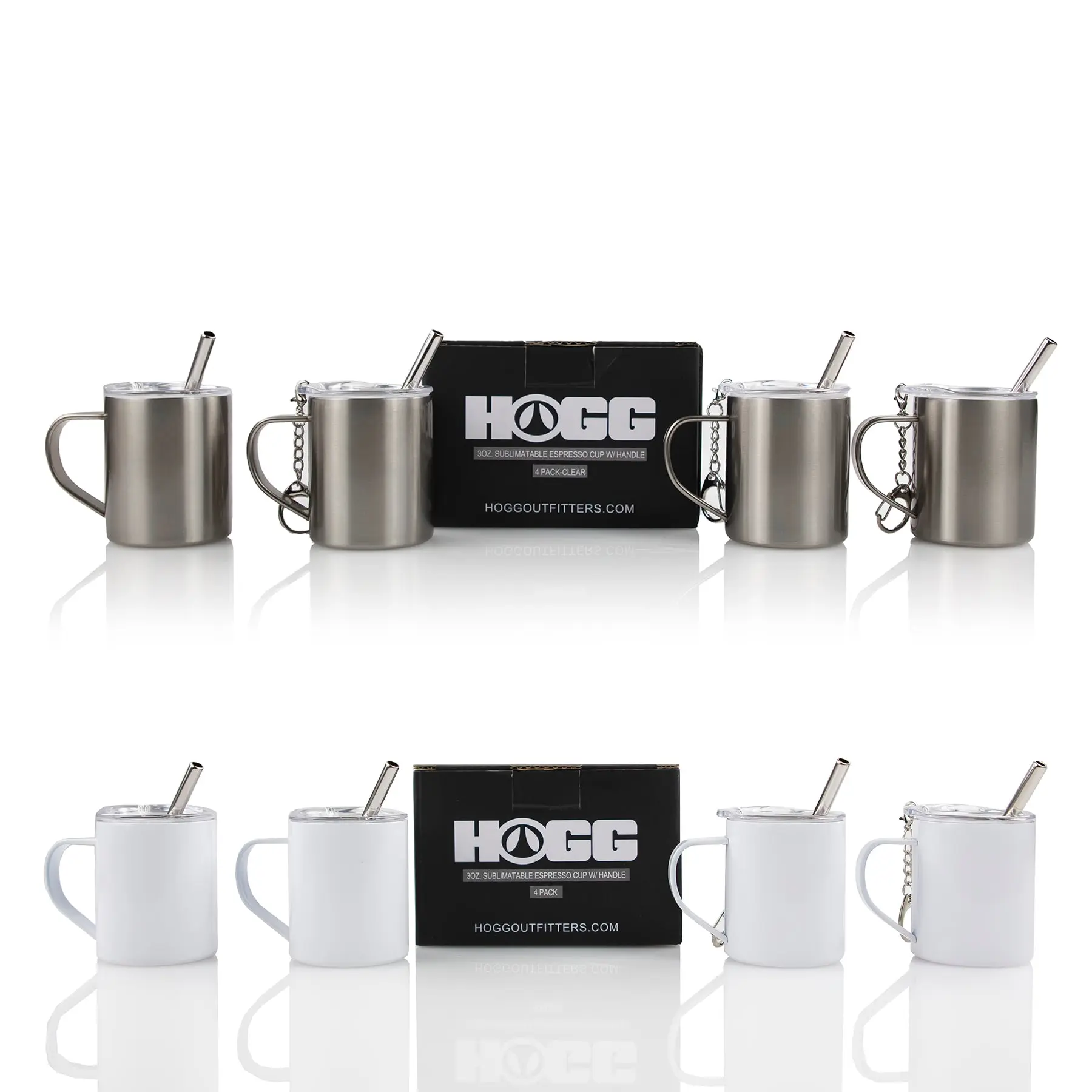 Hogg 3oz Sublimatable Espresso Cup with Handle - Stainless Steel, Reusable Coffee Drinkware