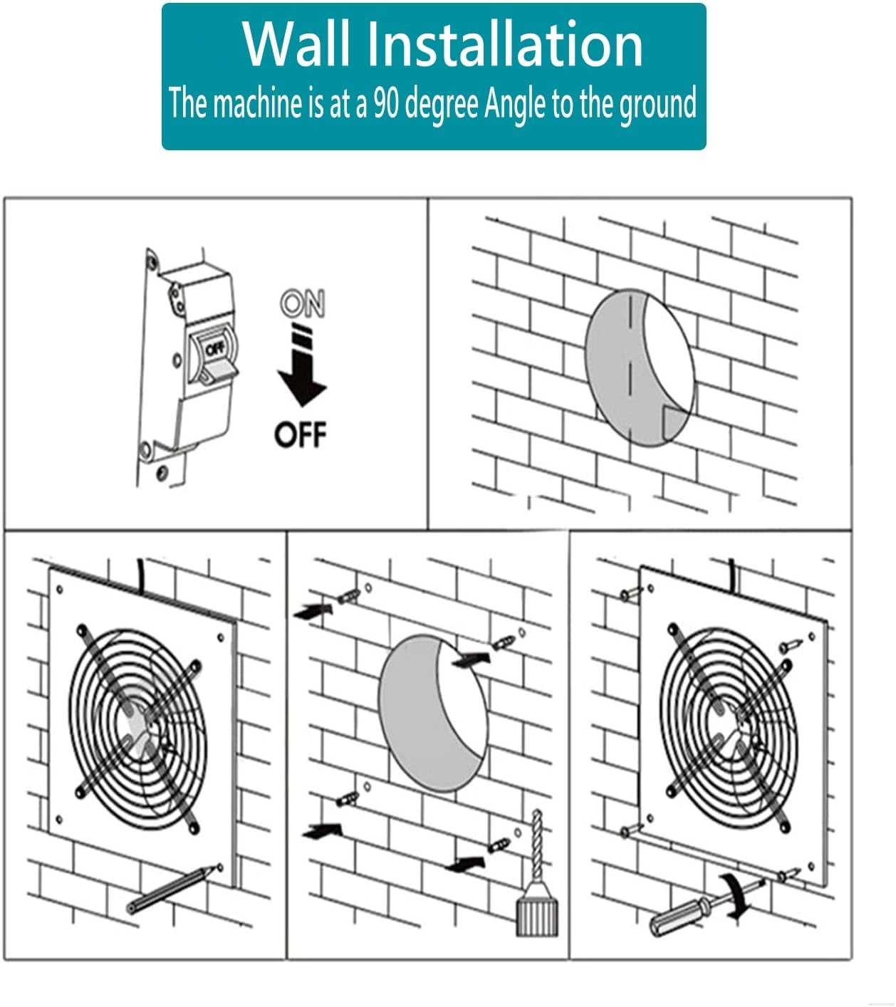 8 inch Exhaust Fan With Switch Through-wall installation Ventilation Fan 110V Exhaust Smoke Fan