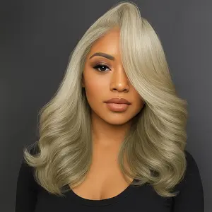 Body Wave Loose Ash Blonde Colored Short Bob Lace Frontal Human Hair Wigs 180% Density Body Wave 13X4 HD Transparent Lace Front Pre Plucked With Baby Hair for Woman
