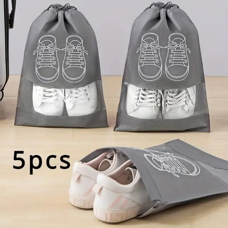 5 Pack Transparent Travel Shoe Bags with Zipper, Easy Identification & Space-Saving, Essential Travel Accessories for Shoes Storage, Travel Essentials, Traveling Essentials