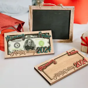 Personalized Mother's Day Cash Holder, Floral Money Holder, Custom Mom Name Wooden Holder, Mom Cash Gift, Cash Holder Gift, Gift for Mom