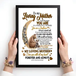 [Mother's Day Collection - Sale Up To 40%] To My Loving Mother Canvas, Bear Mom and Cub Wall Art, Heartfelt Family Quote Print, Mother's Day Gift, Emotional Home Decor