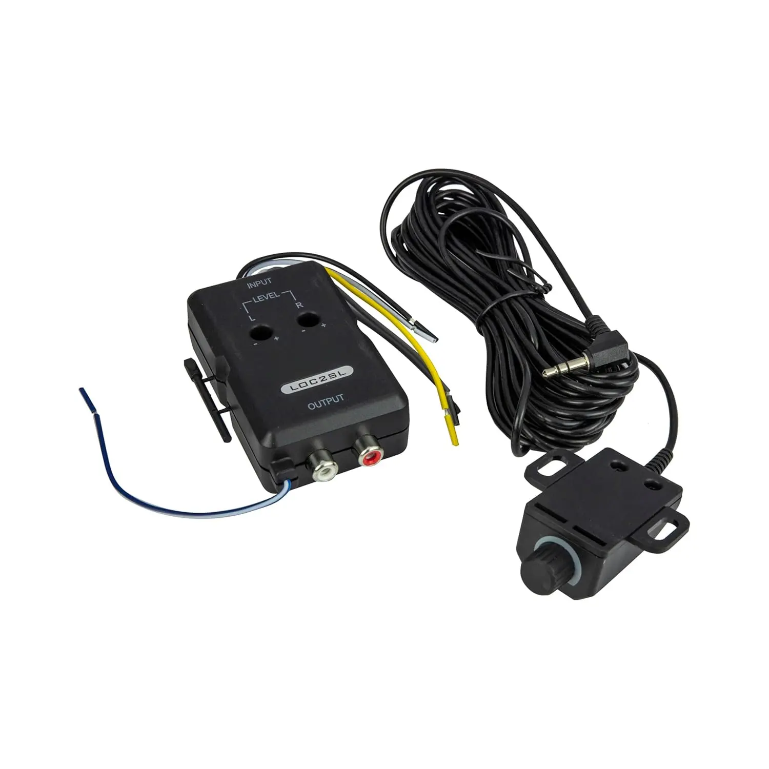 LOC2SL Line Output Converter with Remote Control Knob - 2CH High/Low RCA Converter Car Audio - Ideal for Subwoofer Amp - Line Level Converter for Car Stereo - Easy Installation - Quality Sound