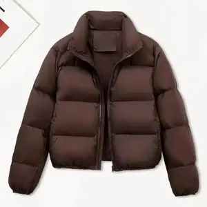 Winter Women Parkas Stand Collar Neck Zipper Closure Coat Long Sleeves Windproof Heat Retention Padded Down Coat Casual Sports Jacket Technical Jacket(Raincoats)