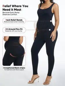 Maternity Jumpsuit over Bump, Pregnancy Bodysuit Full Length, Stretchy Romper for Belly Support & Comfort, Maternity Wear, Prenatal Maternity Clothing