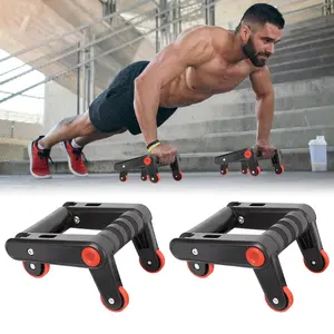 Heavy-Duty Push Up Bars & Ab Roller Wheel Set - 2-in-1 Core Strength Training Equipment for Home Gym with 500LB Capacity Non-Slip Handles & Knee Pads for Men and Women