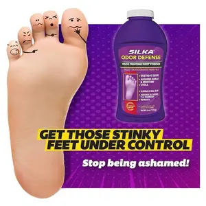 Silka Foot Powder Odor Defense - Foot Powder for Odor Reduction, Absorbs Sweat & Moisture, Cools Feet, Ideal for Foot Care Antifungal Athlete's nail spray nails sanitizer stinky foot Health feet