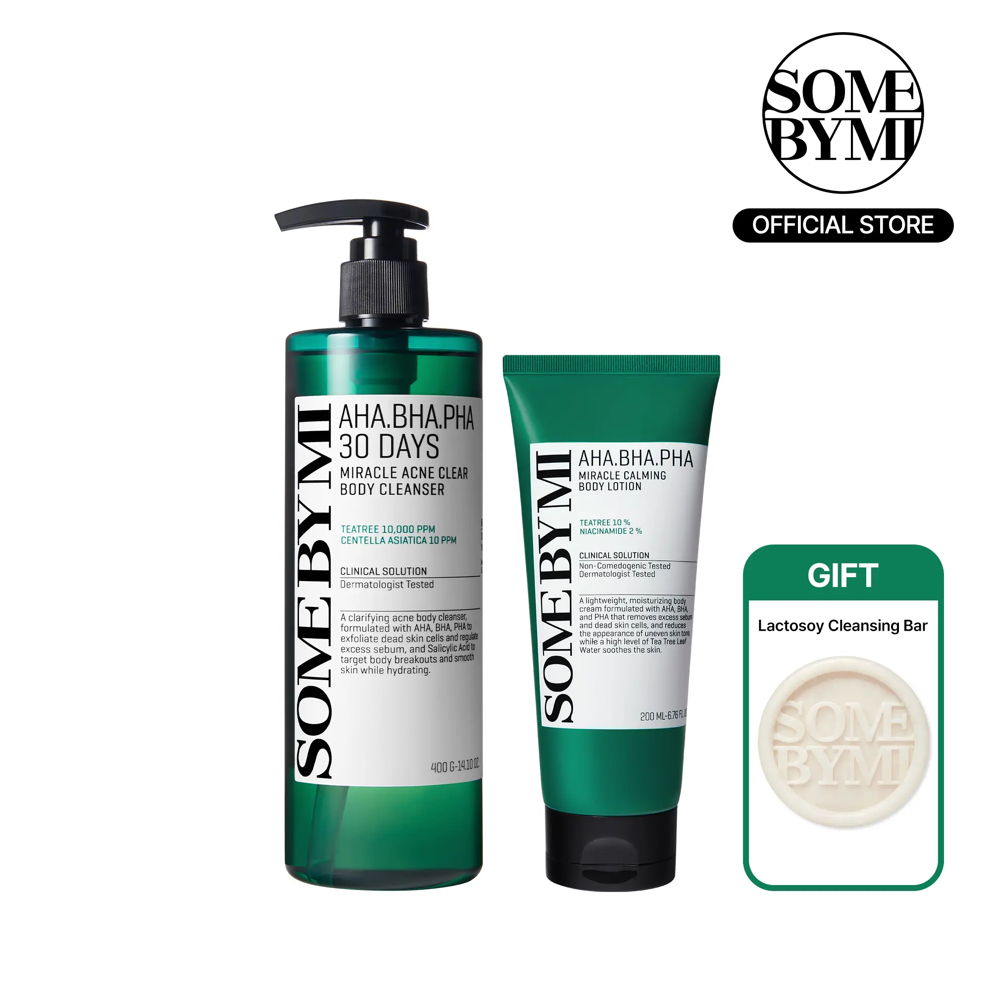 AHA-BHA-PHA Body Care Set - Korean Skincare - Acne Body Wash & Centella Lotion Duo to Treat Back Acne, Body Odor Control & Soothe Skin Daily