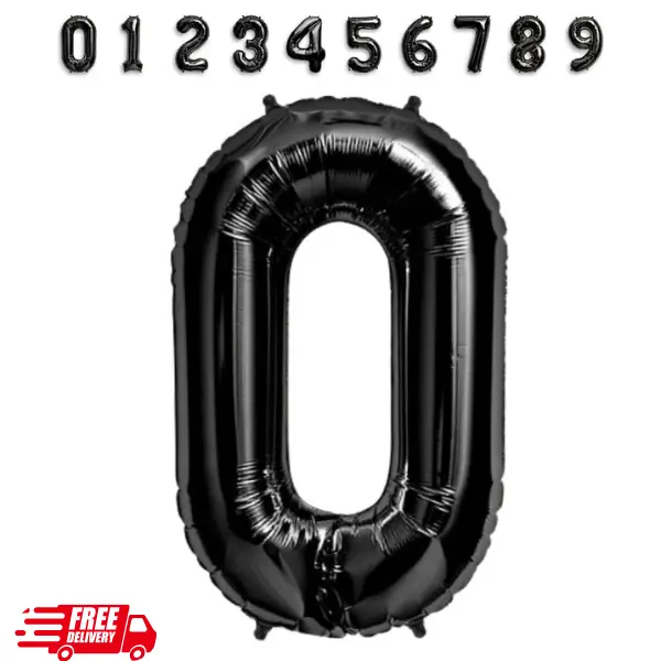 Black Number (0-9) Mylar Foil Balloon 40'' - Helium or Air Filled Metallic Balloons for Birthday Party, Anniversary, Milestone, Graduation Decoration