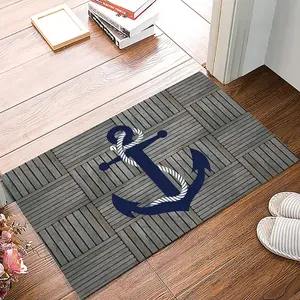 Charming Nautical Anchor Welcome Mat, Non-Slip Carpet for Home and Cottage Decor, Perfect for Living Room Bedroom Kitchen
