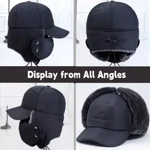 Men's Thickened Winter & Autumn Hat with Mask Windproof for Cycling Suitable for Middle-Aged and Elderly Men Warm Windproof Foldable Design with Built-in Nose Bridge Sports Hat