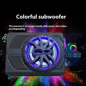 Car subwoofer system, with amplifier, active color lighting, spider cannon aluminum shell, powerful subwoofer, high fidelity processor, multiple color lighting modes, cool music jumping lighting, suitable for car audio base, 10 inches, with battery, car s