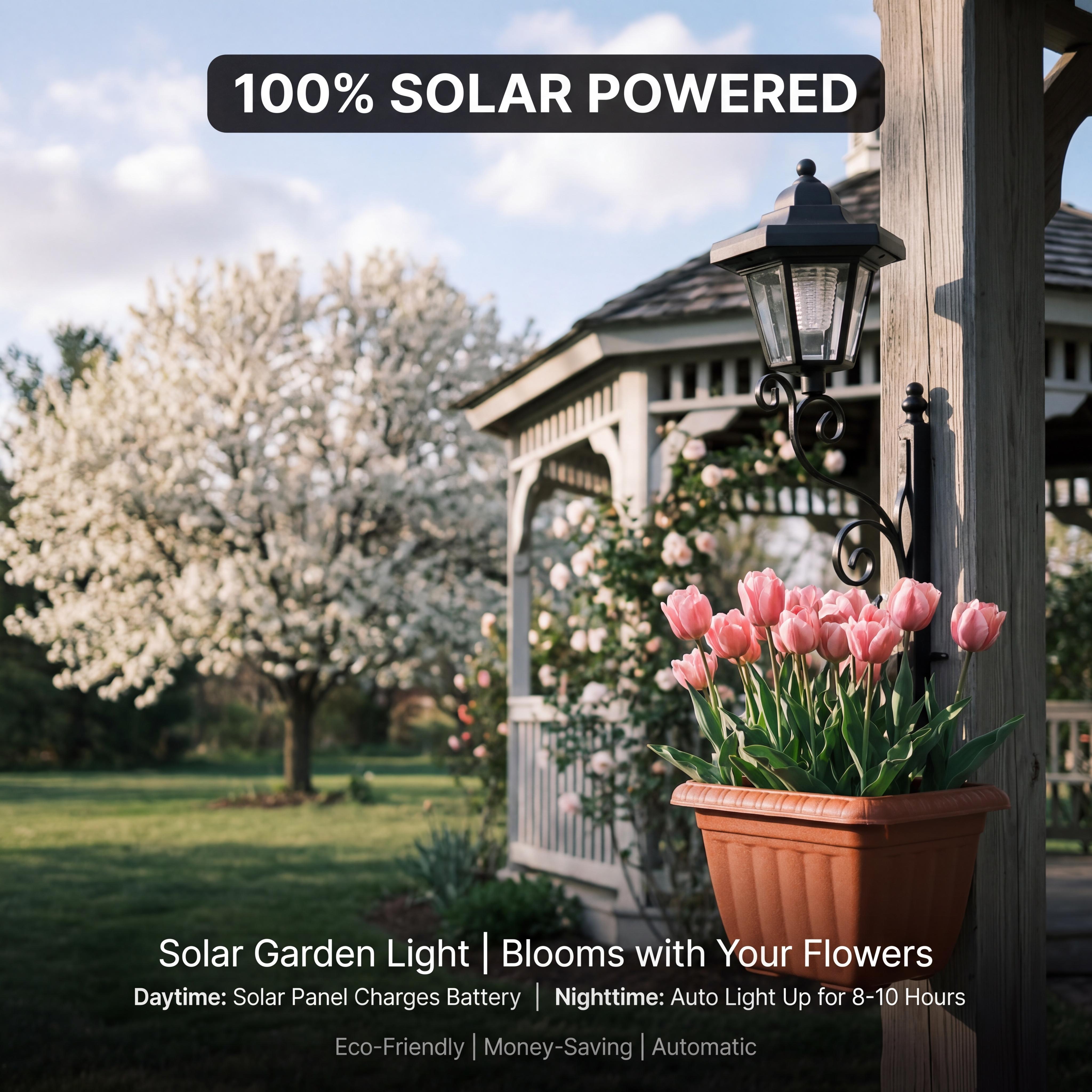 2 In 1 Solar Lamp Post Lights With Planter - Wall Mount or Freestanding, Waterproof Decorative Lamp for Lawn, Patio, Front/Back Door,Porch Roadside Decoration outdoor