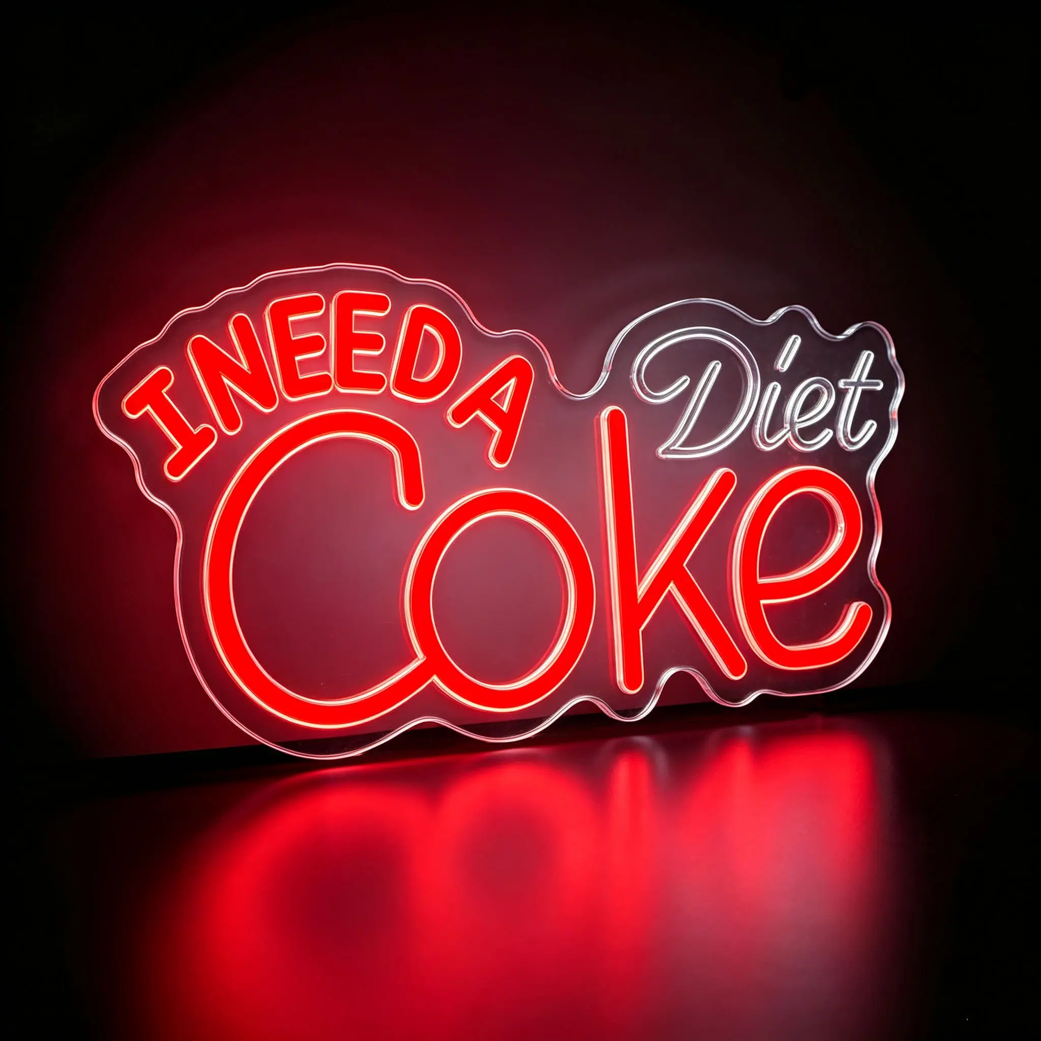 I Need A "Diet Coke" Neon Sign for Decoration and Adjustable Light in Men's Lounges, Bedrooms, Bars, Home Bars, Small Pubs, Party Restaurants, and Other Venues.   18.5*7.9 inches - Perfect as a Birthday Gift