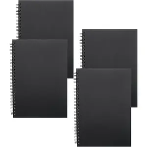 4-Pack A5 Lined Sketch Book Soft Cover Spiral Notebooks Journals 120 Pages 5.7" x 8.3" Cream colored paper (A5 Lined black 4 count)