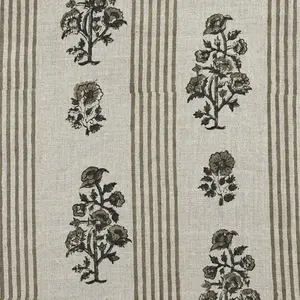 Arla Hand Block Printed Linen Fabric