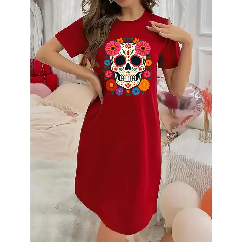 womens plants and skulls dress - TikTok Shop