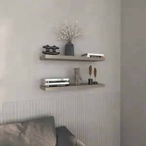 Floating Shelves 1.50" H, Taupe 2 spacious shelves provide ample space for displaying decor, books, or essentials.