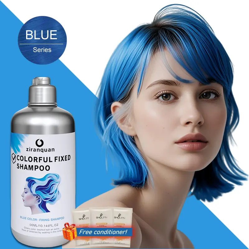 Blue Complementary Shampoo (Free 30ml Hair Mask) | Blue Hair Dye Shampoo—Natural herbal ingredients . A natural hair dye, ideal for color protection after dyeing.cares for hair. healthy hair care hair color kit Haircare Dyeshampoo luxe  blue