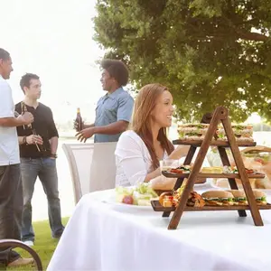 Elegant Three-Tier Wooden Display Stand, Cupcake Holder, Party Cake Stand, Perfect for Fruits, Cupcakes, and Bread, Ideal for Weddings, Parties, and Restaurants